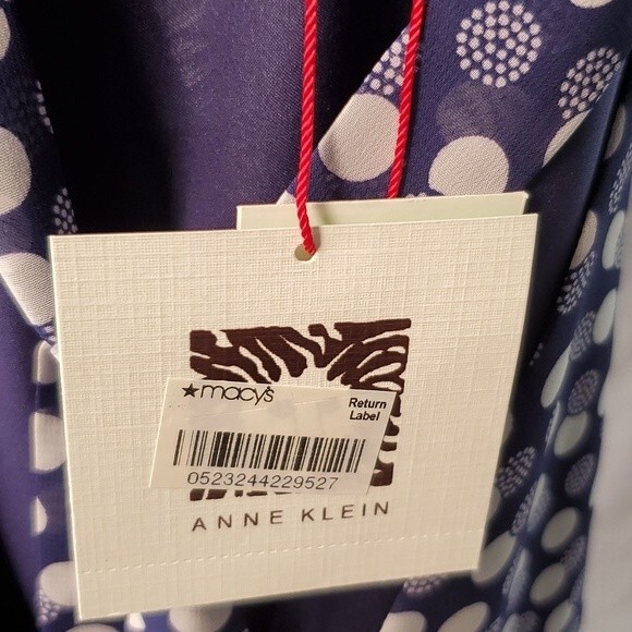 Anne Klein Hi-Low Dress, Sheer- fully lined, Blue & White, Size 8 NWT - Picture 8 of 9